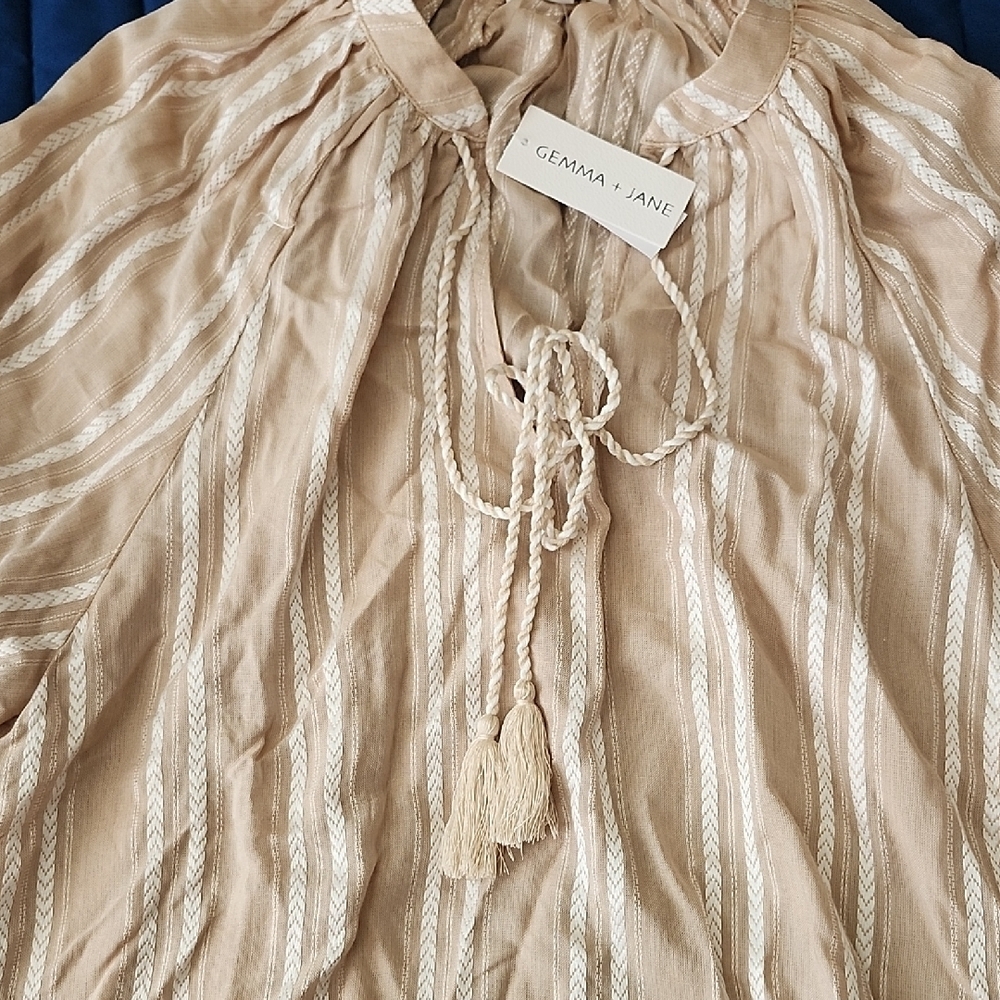 Gemma + Jane Striped Cream Blouse - Picture 2 of 5